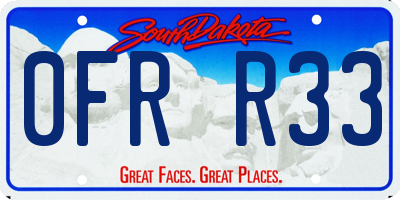 SD license plate 0FRR33