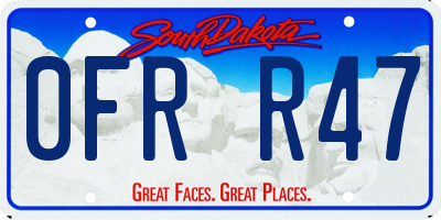 SD license plate 0FRR47