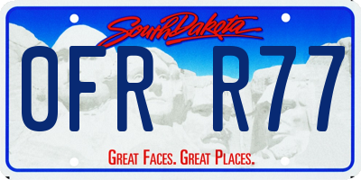 SD license plate 0FRR77