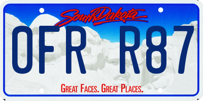 SD license plate 0FRR87