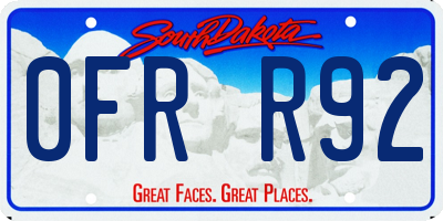 SD license plate 0FRR92