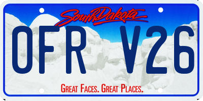 SD license plate 0FRV26