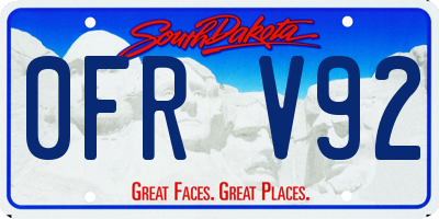 SD license plate 0FRV92
