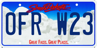 SD license plate 0FRW23