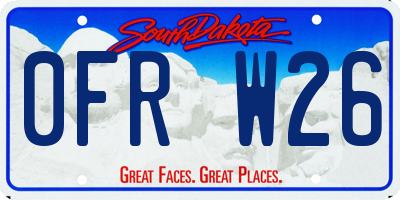SD license plate 0FRW26