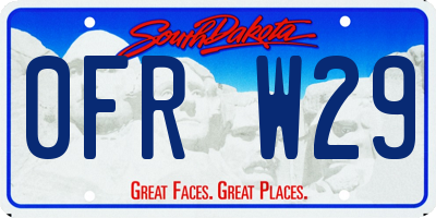 SD license plate 0FRW29