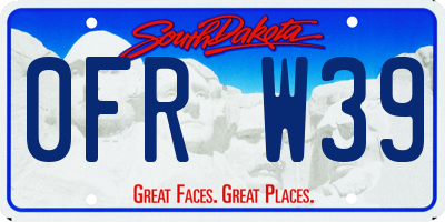 SD license plate 0FRW39