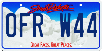 SD license plate 0FRW44