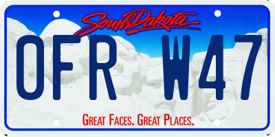 SD license plate 0FRW47