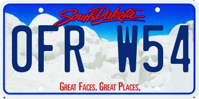 SD license plate 0FRW54
