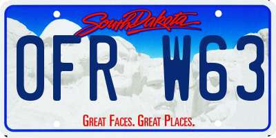 SD license plate 0FRW63