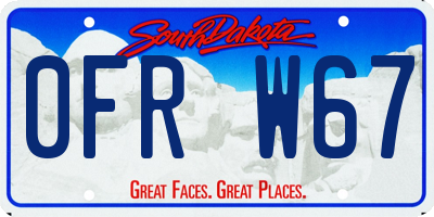SD license plate 0FRW67