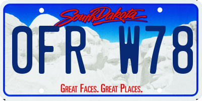 SD license plate 0FRW78