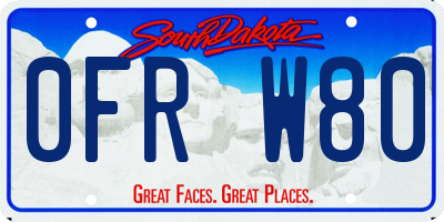 SD license plate 0FRW80