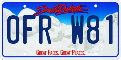 SD license plate 0FRW81