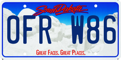 SD license plate 0FRW86