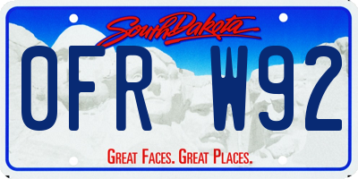 SD license plate 0FRW92