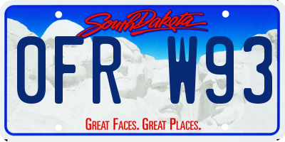 SD license plate 0FRW93