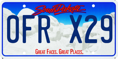 SD license plate 0FRX29