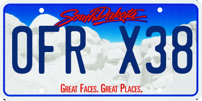 SD license plate 0FRX38