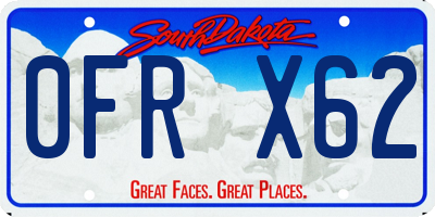 SD license plate 0FRX62