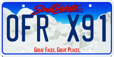 SD license plate 0FRX91