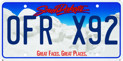 SD license plate 0FRX92