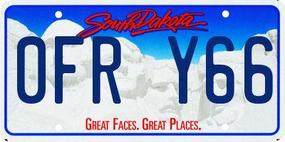SD license plate 0FRY66