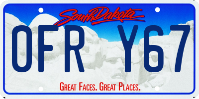 SD license plate 0FRY67