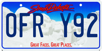 SD license plate 0FRY92