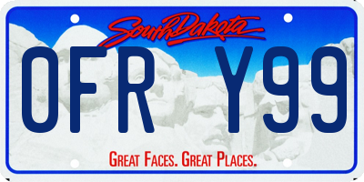 SD license plate 0FRY99