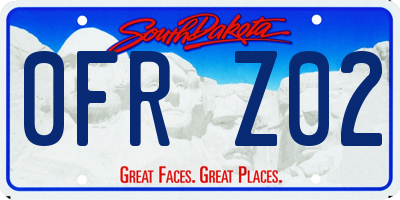 SD license plate 0FRZ02