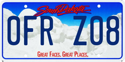 SD license plate 0FRZ08