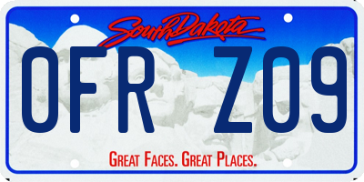 SD license plate 0FRZ09