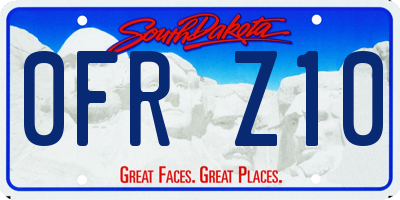 SD license plate 0FRZ10