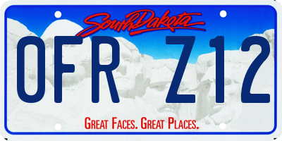 SD license plate 0FRZ12