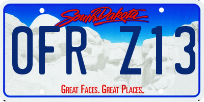 SD license plate 0FRZ13