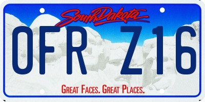SD license plate 0FRZ16
