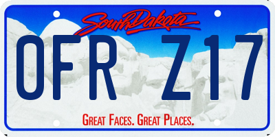SD license plate 0FRZ17