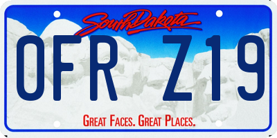 SD license plate 0FRZ19