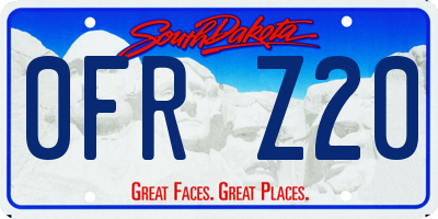 SD license plate 0FRZ20