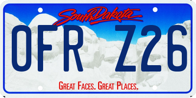SD license plate 0FRZ26