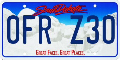 SD license plate 0FRZ30