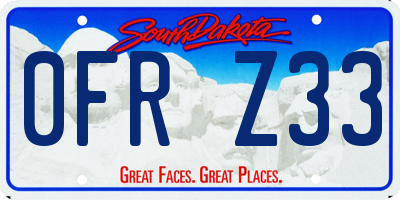 SD license plate 0FRZ33
