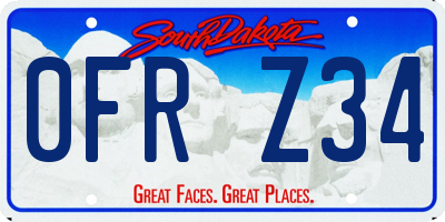 SD license plate 0FRZ34