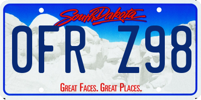 SD license plate 0FRZ98