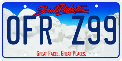 SD license plate 0FRZ99