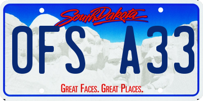SD license plate 0FSA33