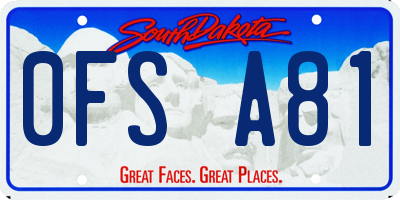 SD license plate 0FSA81