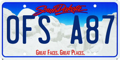 SD license plate 0FSA87
